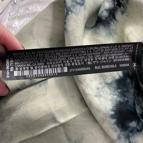 Zara The Batik Tie Dye Midi Slip Skirt in Green Blue Size US XS‎ - Picture 11 of 12